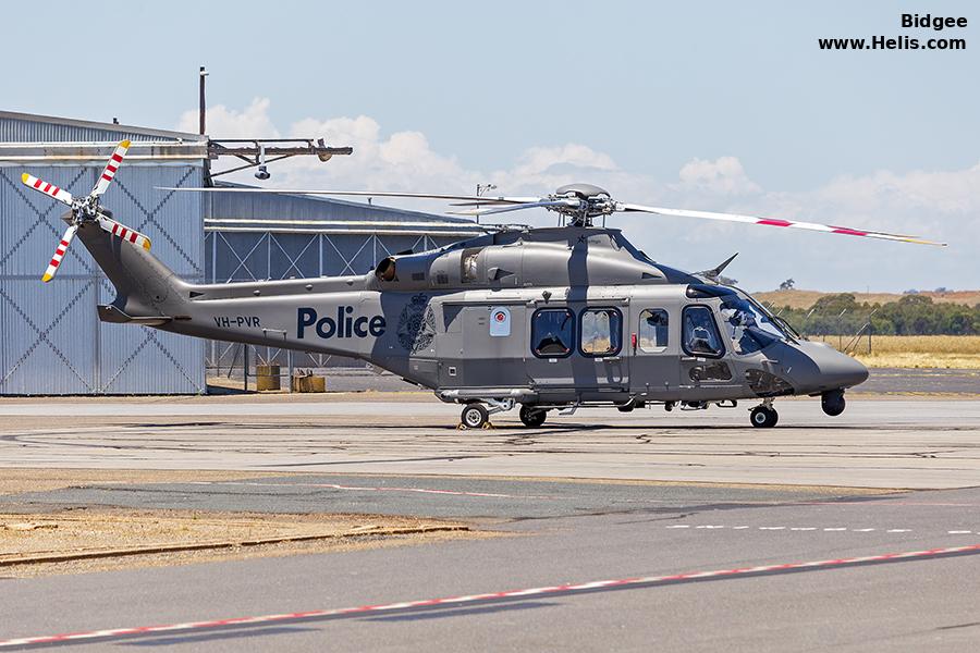 Helicopter AgustaWestland AW139 Serial 31885 Register VH-PVR used by Australia Police ,StarFlight Australia. Aircraft history and location