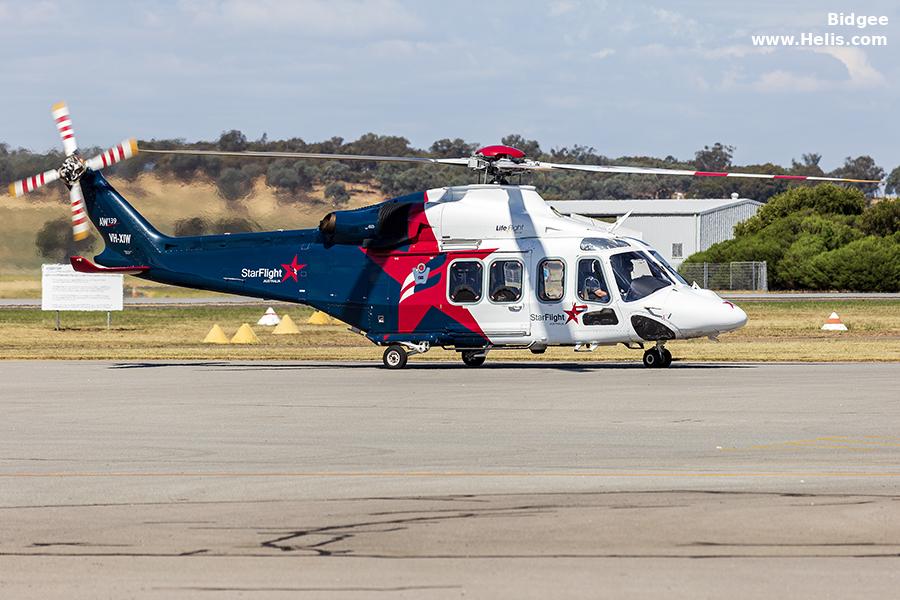 Helicopter AgustaWestland AW139 Serial 31784 Register VH-XIW used by StarFlight Australia ,Australia Air Ambulances LifeFlight (RACQ Life Flight Queensland). Built 2018. Aircraft history and location