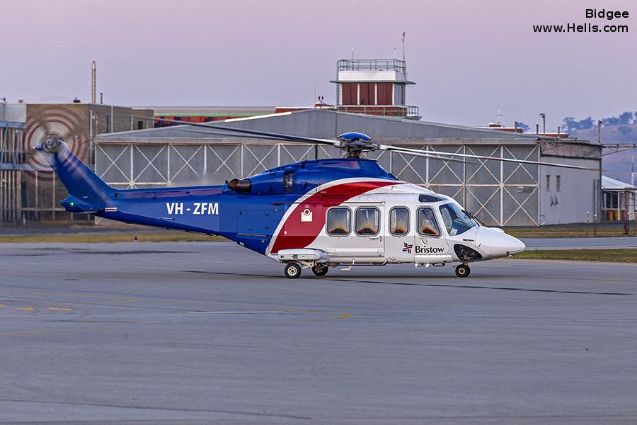 Helicopter AgustaWestland AW139 Serial 41233 Register 6V-HAG G-CXBH VH-ZFM N370SH used by Heliconia ,Bristow ,Bristow Australia AUSBU ,AgustaWestland Philadelphia (AgustaWestland USA). Built 2010. Aircraft history and location