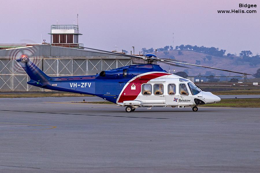 Helicopter AgustaWestland AW139 Serial 41389 Register PS-BTJ N389BG VH-ZFV N239MM used by Bristow Taxi Aereo ,TVPX ,Bristow Australia AUSBU ,AgustaWestland Philadelphia (AgustaWestland USA). Built 2014. Aircraft history and location