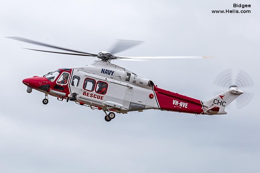 Helicopter AgustaWestland AW139 Serial 31610 Register VH-NVE G-SARE used by Royal Australian Air Force RAAF ,CHC Helicopters Australia ,HM Coastguard (Her Majesty’s Coastguard) ,CHC Scotia ,Atlantic Aviation. Aircraft history and location