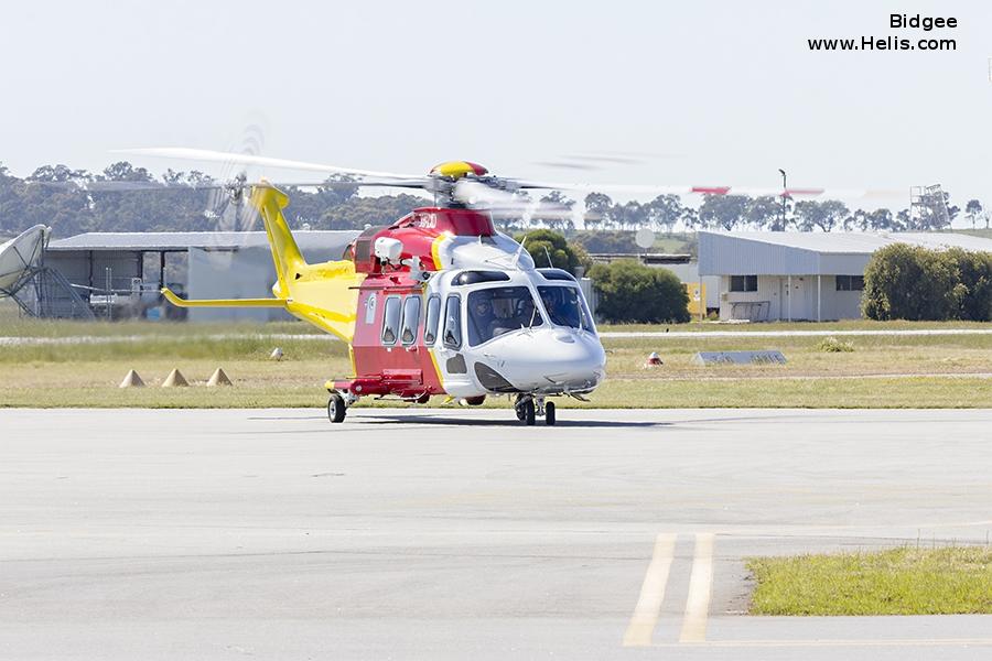 Helicopter AgustaWestland AW139 Serial 31738 Register VH-ZXD used by Australia Air Ambulances WRHS (Westpac Life Saver Rescue Helicopter Service) ,LCI Aviation (Lease Corporation International). Built 2016. Aircraft history and location