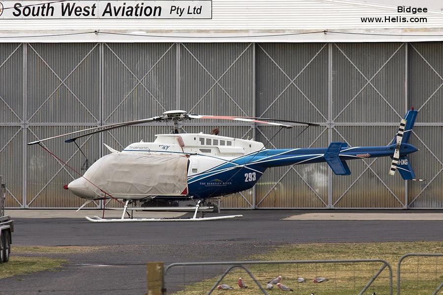 Helicopter Bell 407 Serial 53712 Register VH-DKG C-FJGT used by Truenorth Helicopters ,Bell Helicopter Canada. Built 2006. Aircraft history and location