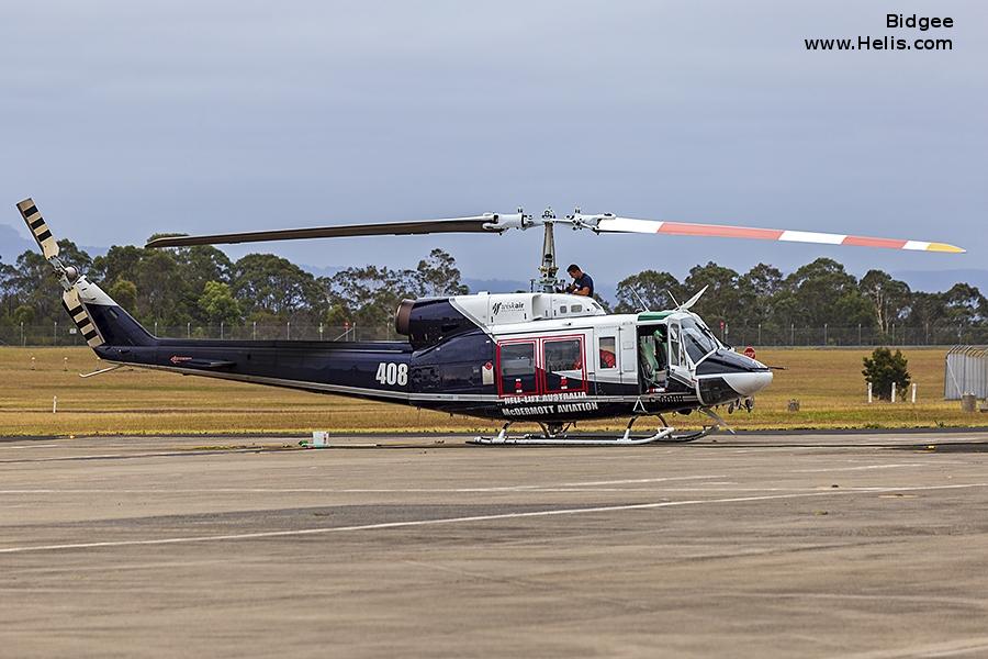 Helicopter Bell 214B Serial 28053 Register N1601L C-GOOB N214NP LN-OPO N214KR JA9268 used by McDermott Aviation ,Bank Of Utah ,NPH (Northern Pioneer Helicopters) ,Helitrans AS ,Nakanihon Air Service NNK. Built 1976. Aircraft history and location