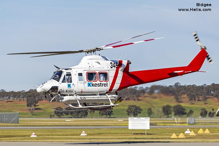 Helicopter Bell 412HP Serial 36054 Register VH-KHU JA6704 used by Kestrel Aviation ,Keisatsu-chō JNPA (National Police Agency). Built 1992. Aircraft history and location