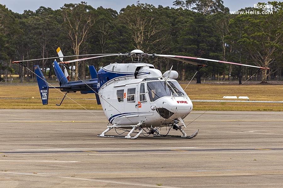 Helicopter Kawasaki BK117B-1 Serial 1093 Register VH-FHF B-55503 JA6674 used by Local Governments NSW RFS (NSW Rural Fire Service) ,Daily Air Corp. Built 1991. Aircraft history and location