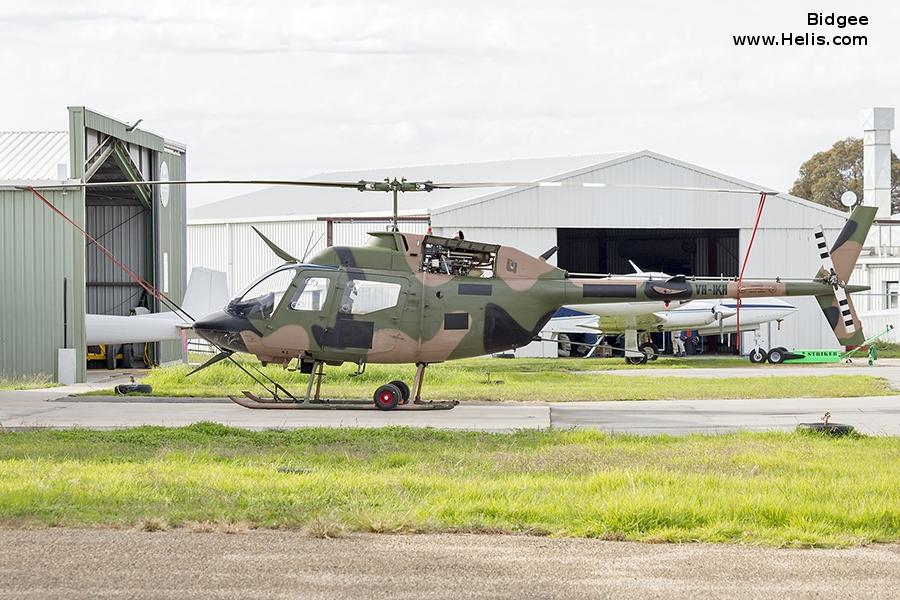 Helicopter Commonwealth Aircraft Corporation ca-32 kiowa Serial 44529 Register VH-IKH A17-029 used by Australian Army Aviation (Australian Army). Built 1974. Aircraft history and location