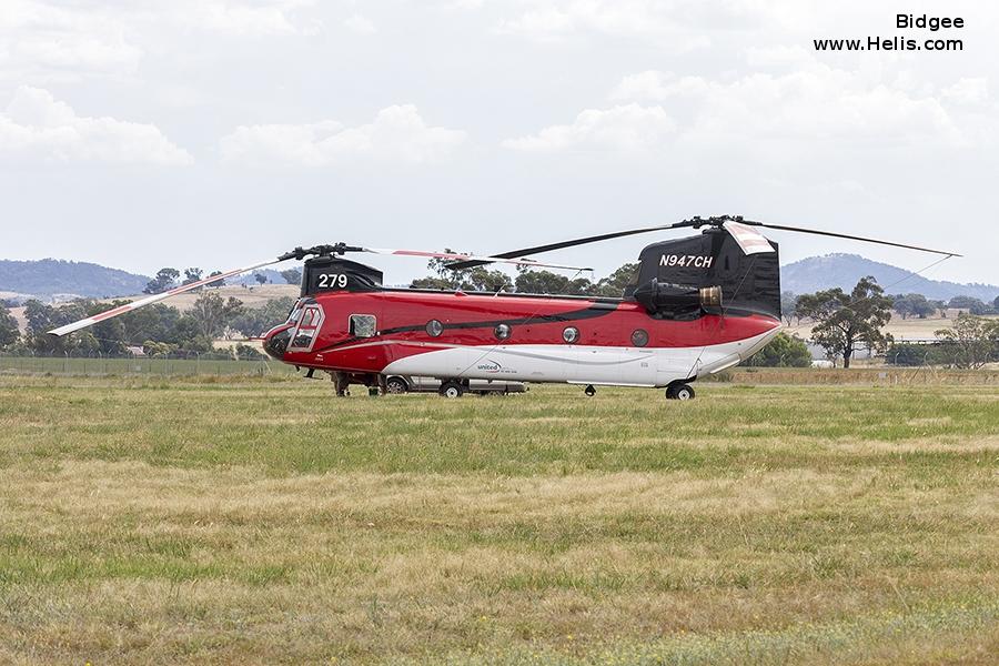 Helicopter Boeing CH-47D Chinook Serial M.3187 Register N947CH 86-01682 used by CHI Aviation (Construction Helicopters Inc) ,Columbia Helicopters ColHeli ,US Army Aviation Army. Aircraft history and location