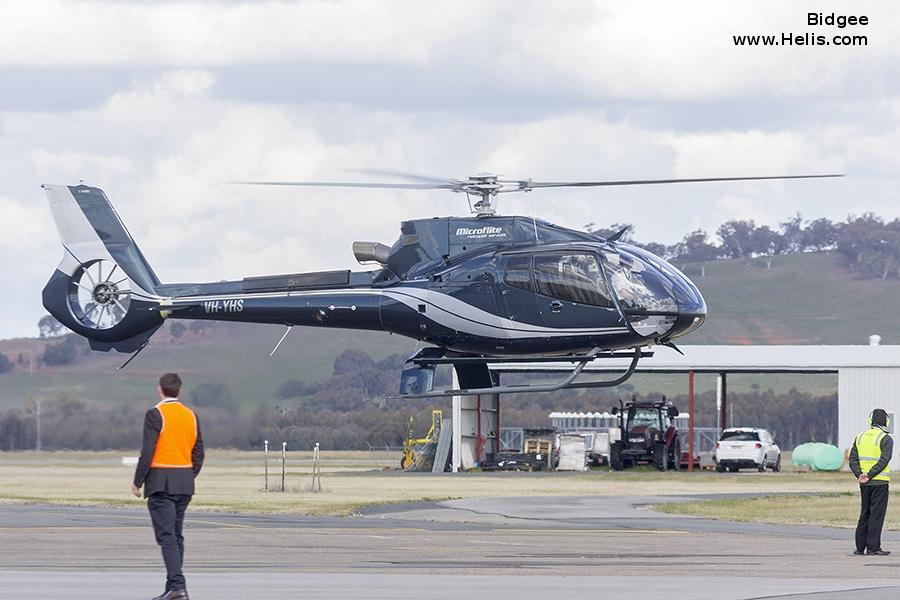 Helicopter Eurocopter EC130B4 Serial 4080 Register VH-YHS ZK-HXW used by Microflite ,Advanced Flight. Built 2006. Aircraft history and location