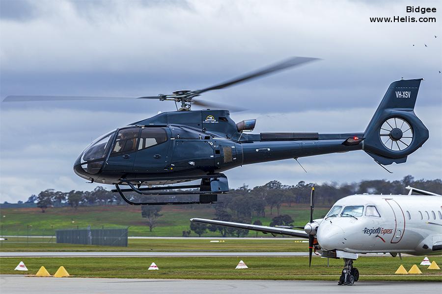 Helicopter Eurocopter EC130B4 Serial 4709 Register VH-XSV VH-VWD N861VP PP-JFC N78BM ZK-IXW used by Sydney HeliTours. Built 2009. Aircraft history and location