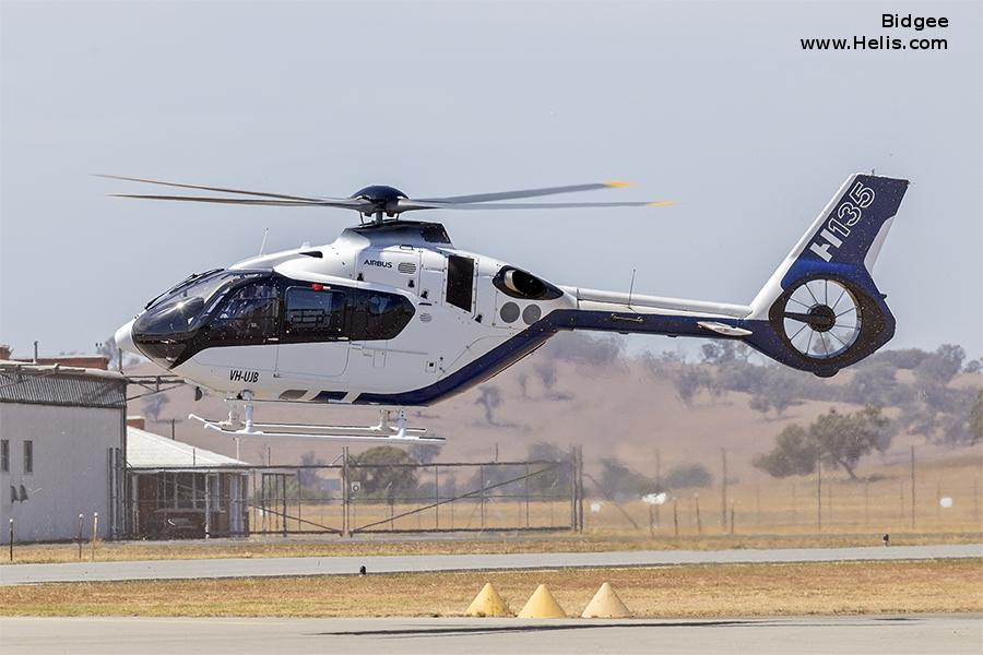 Helicopter Airbus H135 / EC135T3H Serial 2006 Register VH-UJB D-HECB used by Microflite ,Airbus Helicopters Deutschland GmbH (Airbus Helicopters Germany). Built 2018 Converted to H135 / EC135P3H. Aircraft history and location