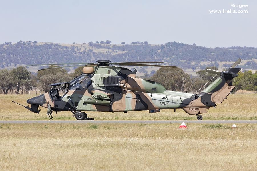 Helicopter Eurocopter Tiger ARH Serial 4014 Register A38-014 used by Australian Army Aviation (Australian Army). Aircraft history and location