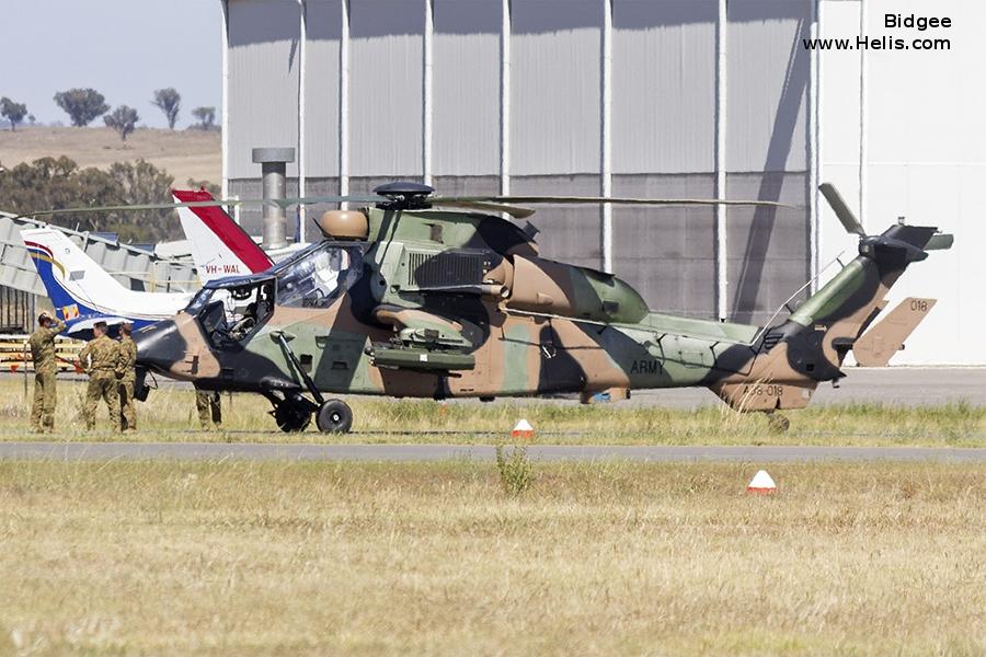 Helicopter Eurocopter Tiger ARH Serial 4018 Register A38-018 used by Australian Army Aviation (Australian Army). Aircraft history and location