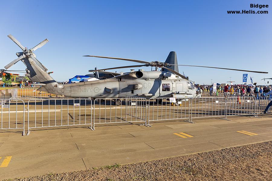 Helicopter Sikorsky MH-60R Seahawk Serial 70-4364 Register N48-009 used by Fleet Air Arm (RAN) RAN (Royal Australian Navy). Built 2015. Aircraft history and location