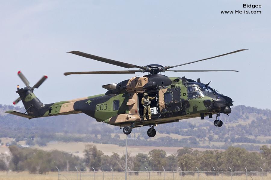 Helicopter NH Industries MRH90 Taipan Serial 1097 Register A40-003 used by Australian Army Aviation (Australian Army). Aircraft history and location