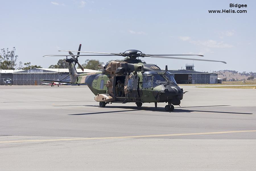 Helicopter NH Industries MRH90 Taipan Serial 1201 Register A40-018 used by Australian Army Aviation (Australian Army). Aircraft history and location