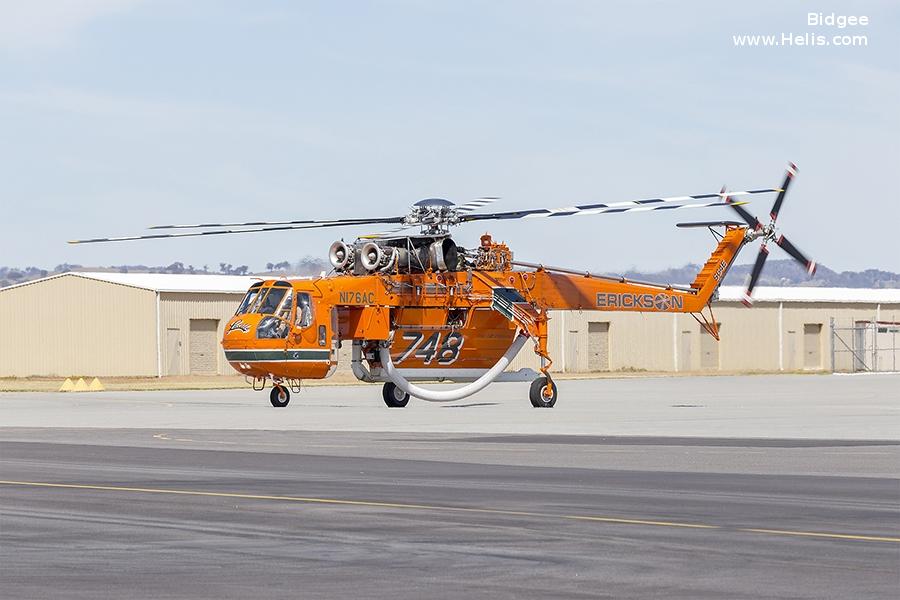 Helicopter Sikorsky S-64A Serial 64-003 Register N176AC C-GJZK PK-OBU N6960R LA+113 D-9511 N306Y used by Erickson ,Canadian Air Crane ,Luftwaffe (German Air Force) ,Heeresflieger (German Army Aviation) ,Bundesministerium des Innern BMI (Federal Ministry of the Interior) ,Sikorsky Helicopters. Built 1962. Aircraft history and location