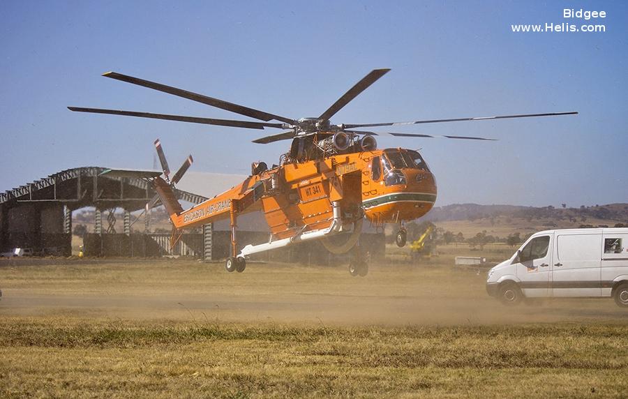 Helicopter Sikorsky CH-54B Tarhe Serial 64-091 Register N179AC C-GFAH 69-18483 used by Erickson ,Canadian Air Crane ,US Army Aviation Army. Built 1969. Aircraft history and location