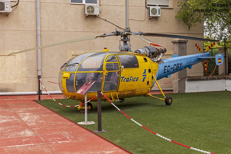 Helicopter Aerospatiale SA319B Alouette III Serial 2021 Register EC-CBY used by Direccion General de Trafico DGT (Traffic Police Directorate ). Built 1972. Aircraft history and location