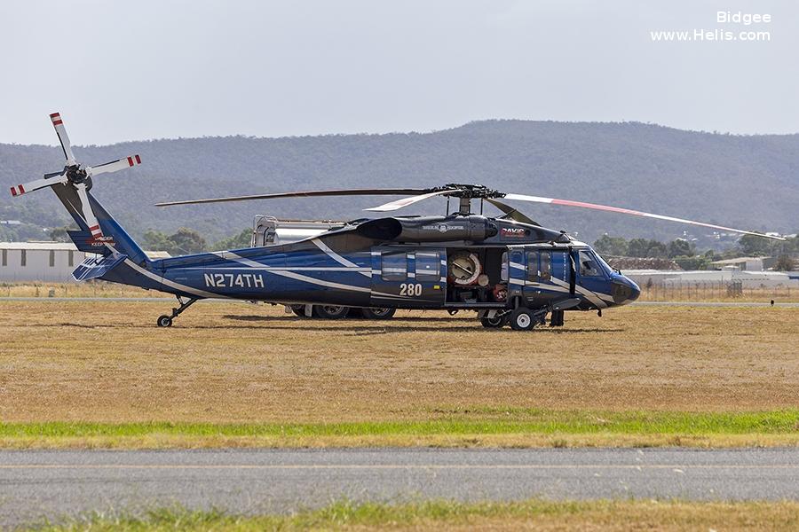 Helicopter Sikorsky UH-60A Black Hawk Serial 70-091 Register N274TH N536YN 79-23274 used by THI (Timberline Helicopters) ,Northwest Helicopters ,US Army Aviation Army. Built 1980. Aircraft history and location