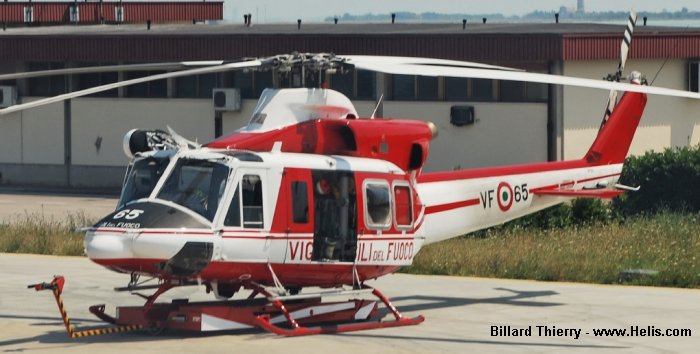 Helicopter Agusta AB412EP Serial 25917 Register I-VFOU used by Vigili del Fuoco (Italian Firefighters). Built 2003. Aircraft history and location