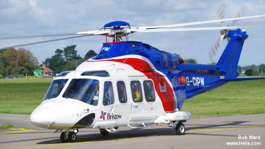 Helicopter AgustaWestland AW139 Serial 41344 Register G-CIPW 5H-EXT 5H-EXT N435SH used by Bristow ,Everett Aviation ltd ,Bristow US ,AgustaWestland Philadelphia (AgustaWestland USA). Built 2013. Aircraft history and location