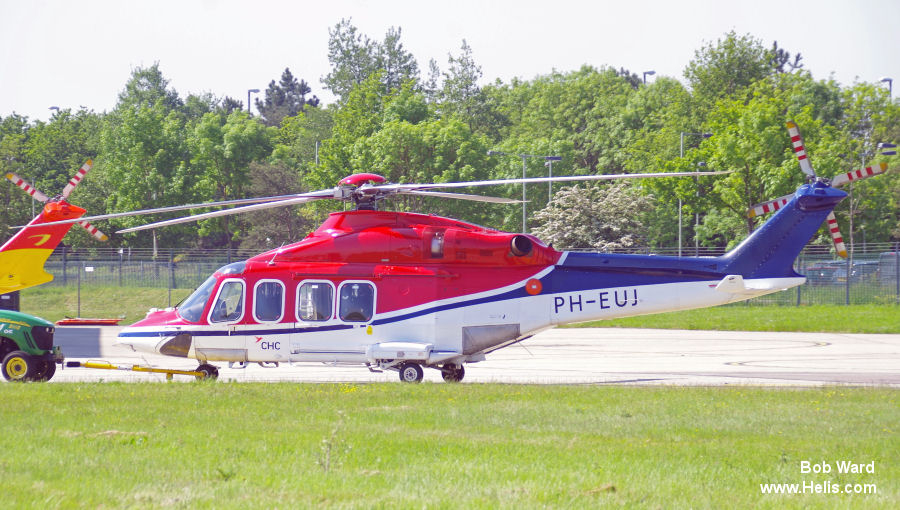 Helicopter AgustaWestland AW139 Serial 31511 Register G-SNSL PH-EUJ used by CHC Scotia ,CHC Helicopters Netherlands bv CHC NL. Built 2013. Aircraft history and location