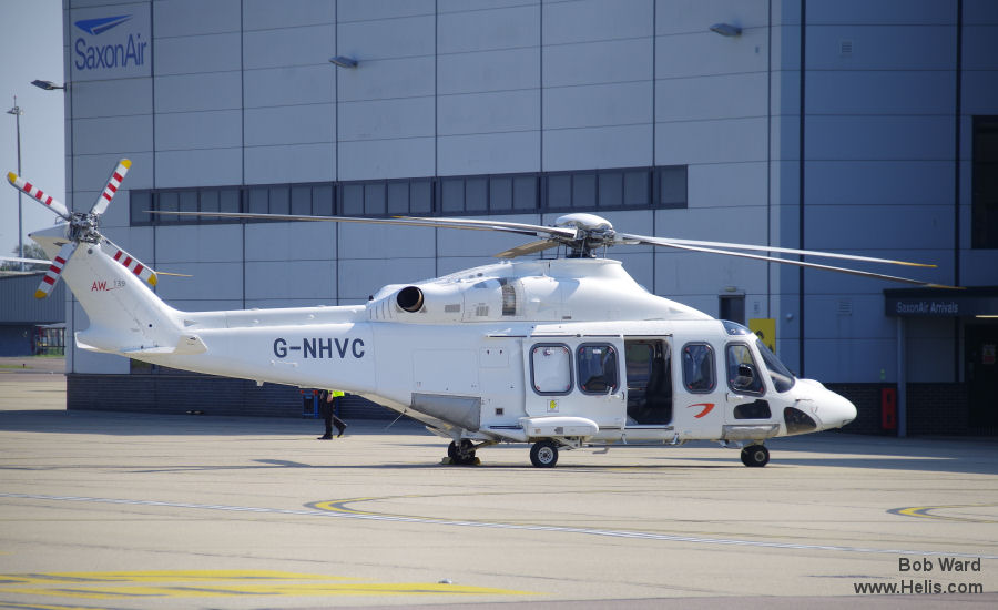 Helicopter AgustaWestland AW139 Serial 31704 Register G-NHVC D-HHXH used by NHV Helicopters Ltd NHV UK ,LCI Aviation (Lease Corporation International) ,Wiking Helikopter Service GmbH ,HeliService International GmbH. Built 2015. Aircraft history and location