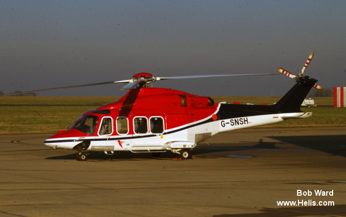 Helicopter AgustaWestland AW139 Serial 31474 Register PR-CGU PH-EUK G-SNSH VP-CHF G-LLOV used by CHC do Brasil BHS (BHS Taxi Aereo) ,CHC Helicopters Netherlands bv CHC NL ,CHC Scotia ,CHC Cayman Islands. Built 2013. Aircraft history and location