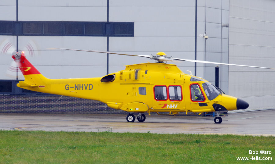 Helicopter AgustaWestland AW169 Serial 69113 Register G-NHVD D-HHPJ I-EASJ used by NHV Helicopters Ltd NHV UK ,HeliService International GmbH ,AgustaWestland Italy. Aircraft history and location