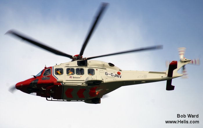 Helicopter AgustaWestland AW189 Serial 92001 Register PH-NCG G-MCGN G-CJNV used by Kustwacht Nederland (Netherlands Coastguard) ,HM Coastguard (Her Majesty’s Coastguard) ,Bristow ,AgustaWestland UK. Built 2014. Aircraft history and location