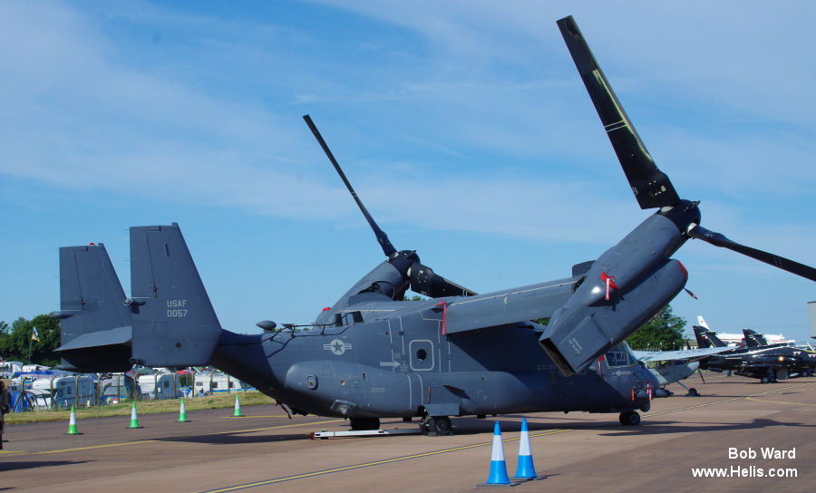 Helicopter Bell CV-22B Osprey Serial D1036 Register 11-0057 used by US Air Force USAF. Aircraft history and location