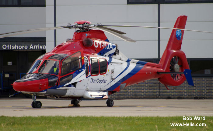 Helicopter Eurocopter EC155B1 Serial 6828 Register OY-HJA used by DanCopter. Built 2009. Aircraft history