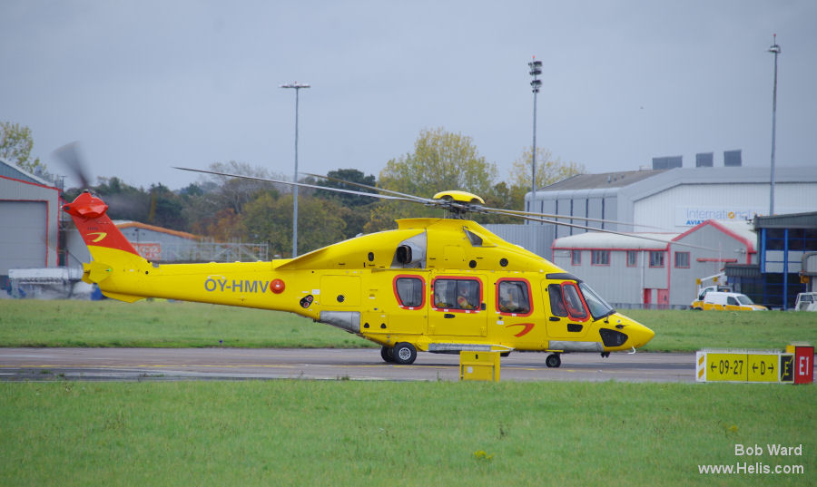 Helicopter Airbus H175 Serial 5016 Register OY-HMV OO-NSK used by DanCopter NHV Esbjerg ,NHV (Noordzee Helikopters Vlaanderen). Aircraft history and location