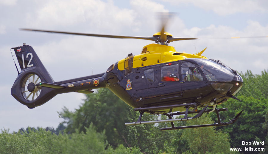 Helicopter Airbus H135 / EC135T3H Serial 2011 Register ZM512 G-CJXS D-HECQ used by Ministry of Defence (MoD) DHFS ,Airbus Helicopters UK ,Airbus Helicopters Deutschland GmbH (Airbus Helicopters Germany). Built 2017. Aircraft history and location