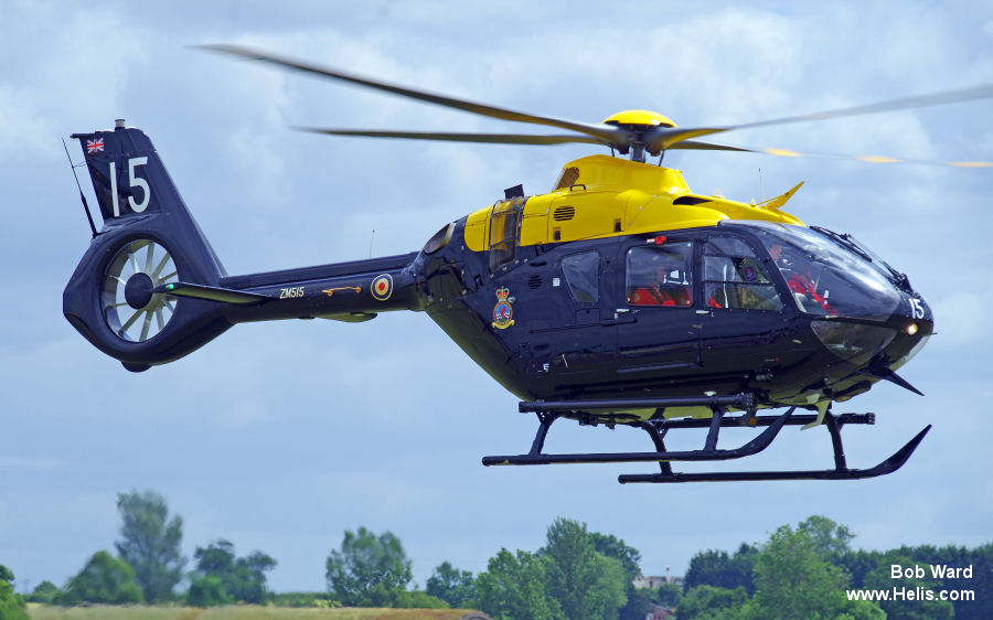 Helicopter Airbus H135 / EC135T3H Serial 2015 Register ZM515 G-CJSO used by Ministry of Defence (MoD) DHFS ,Airbus Helicopters UK. Aircraft history and location