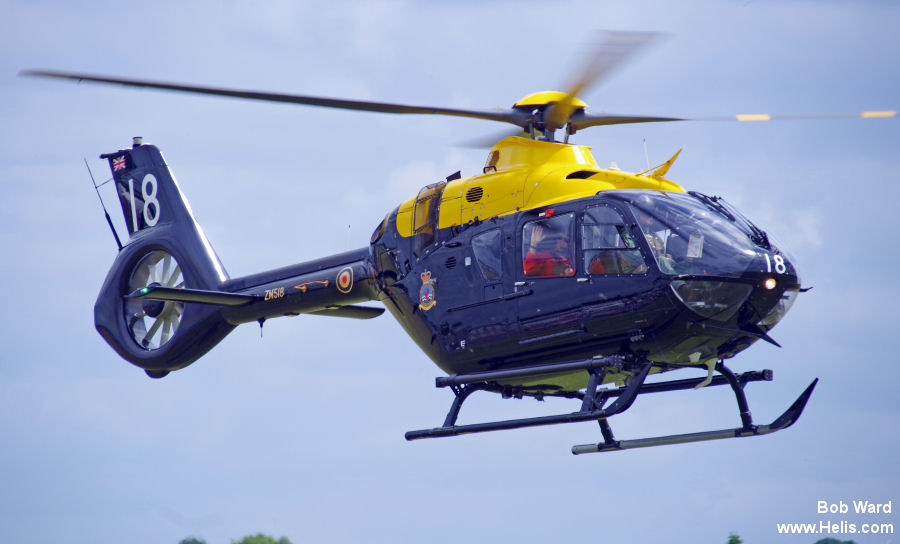 Helicopter Airbus H135 / EC135T3H Serial 2021 Register ZM518 G-CKEO D-HCBA used by Ministry of Defence (MoD) DHFS ,Airbus Helicopters UK ,Airbus Helicopters Deutschland GmbH (Airbus Helicopters Germany). Built 2017. Aircraft history and location