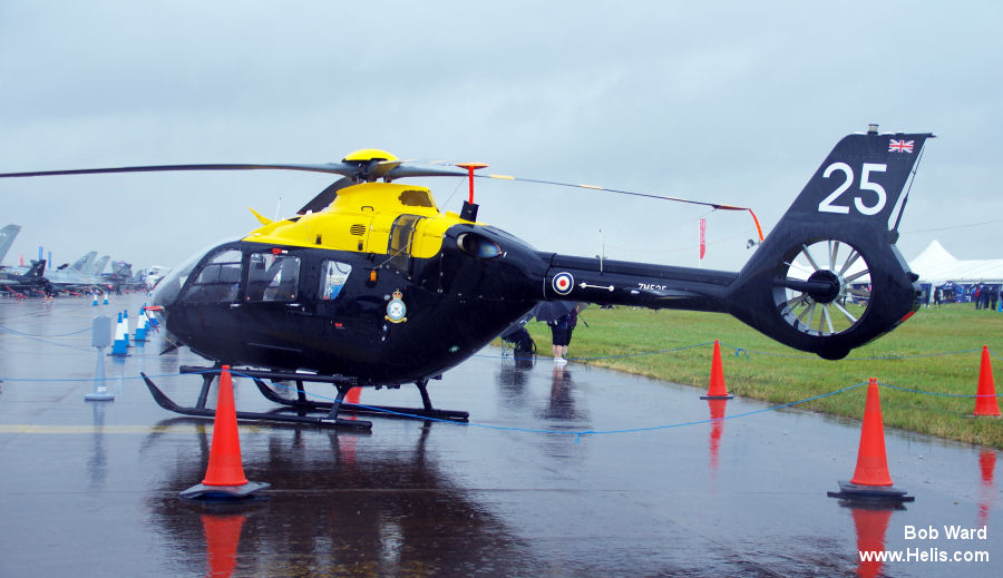Helicopter Airbus H135 / EC135T3H Serial 2031 Register ZM525 G-CKJX D-HECQ used by Ministry of Defence (MoD) DHFS ,Airbus Helicopters UK ,Airbus Helicopters Deutschland GmbH (Airbus Helicopters Germany). Built 2017. Aircraft history and location