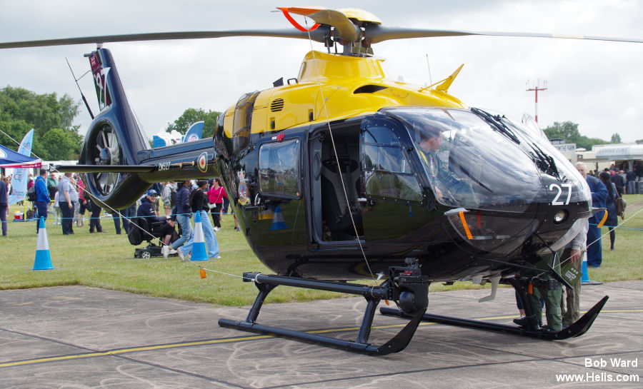 Helicopter Airbus H135 / EC135T3H Serial 2033 Register ZM527 G-CKOB D-HECX used by Ministry of Defence (MoD) DHFS ,Airbus Helicopters UK ,Airbus Helicopters Deutschland GmbH (Airbus Helicopters Germany). Built 2017. Aircraft history and location