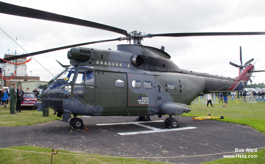 Helicopter Aerospatiale SA330E Puma Serial 1166 Register XW224 used by Royal Air Force RAF. Built 1972. Aircraft history and location