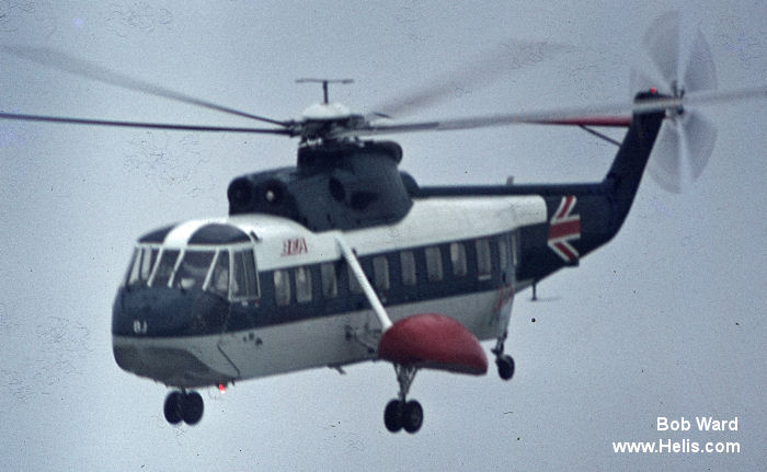 Helicopter Sikorsky S-61N Serial 61-269 Register G-ATBJ used by CHC Scotia ,Brintel Helicopters ,British International Helicopters BIH BFSAI. Built 1965. Aircraft history and location