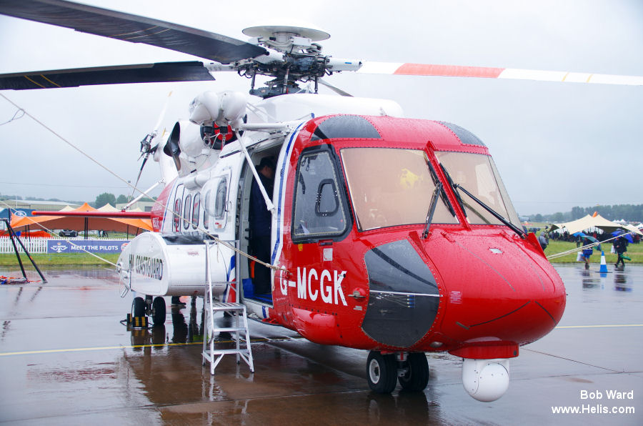 Helicopter Sikorsky S-92A Serial 92-0251 Register G-MCGK N251Z used by HM Coastguard (Her Majesty’s Coastguard) ,Bristow ,Sikorsky Helicopters. Built 2014. Aircraft history and location