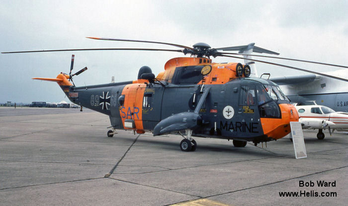 Helicopter Westland Sea King Mk.41 Serial wa 772 Register 89+68 used by Marineflieger (German Navy ). Built 1974. Aircraft history and location