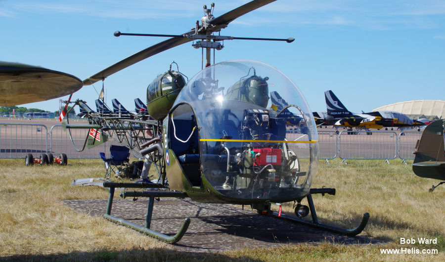 Helicopter Agusta AB47G-3B Serial 1540 Register G-CICN XT131 used by Army Air Corps AAC (British Army). Built 1964. Aircraft history and location