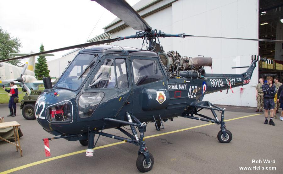 Helicopter Westland Wasp Serial f.9590 Register G-CBUI XT420 used by Fleet Air Arm RN (Royal Navy). Built 1964. Aircraft history and location