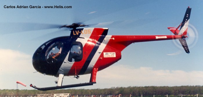 Helicopter Hughes 369HS Serial A0694S Register LV-LOS. Aircraft history and location