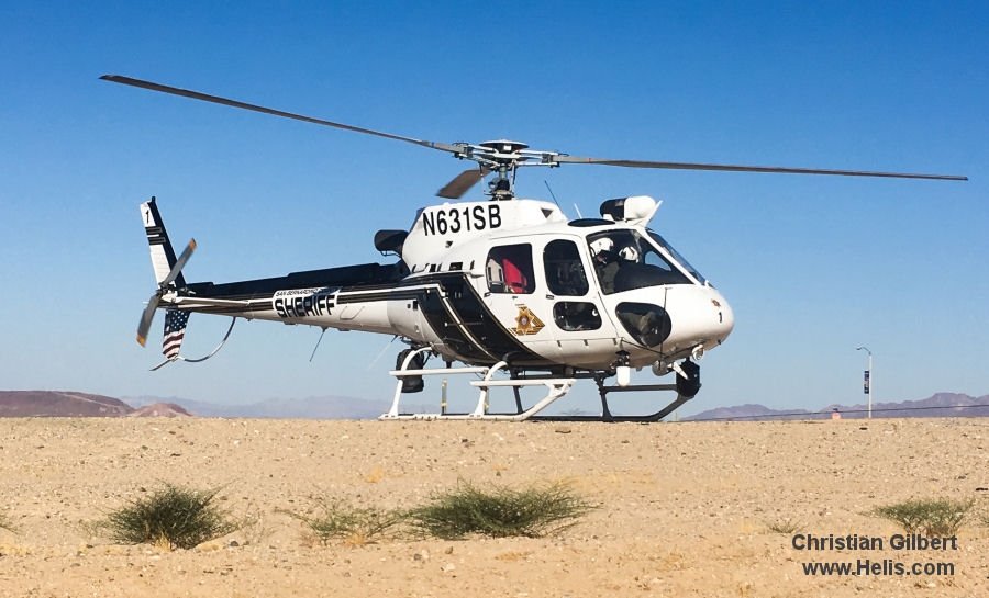 Helicopter Eurocopter AS350B3 Ecureuil Serial 3891 Register N631SB used by SBSD (San Bernardino County Sheriff Department). Built 2004. Aircraft history and location