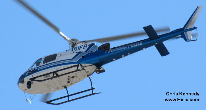 Helicopter Eurocopter AS350B3 Ecureuil Serial 3782 Register N351FB used by PHXPD (Phoenix Police Department). Built 2004. Aircraft history and location