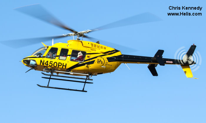 Helicopter Bell 407 Serial 54125 Register N450PH used by PHI Air Medical. Built 2012. Aircraft history and location