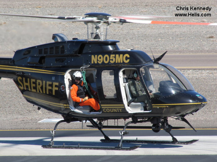 Helicopter Bell 407 Serial 53214 Register N905MC used by MCSO (Maricopa County Sheriffs Office). Built 1997. Aircraft history and location